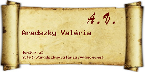 Aradszky Valéria névjegykártya